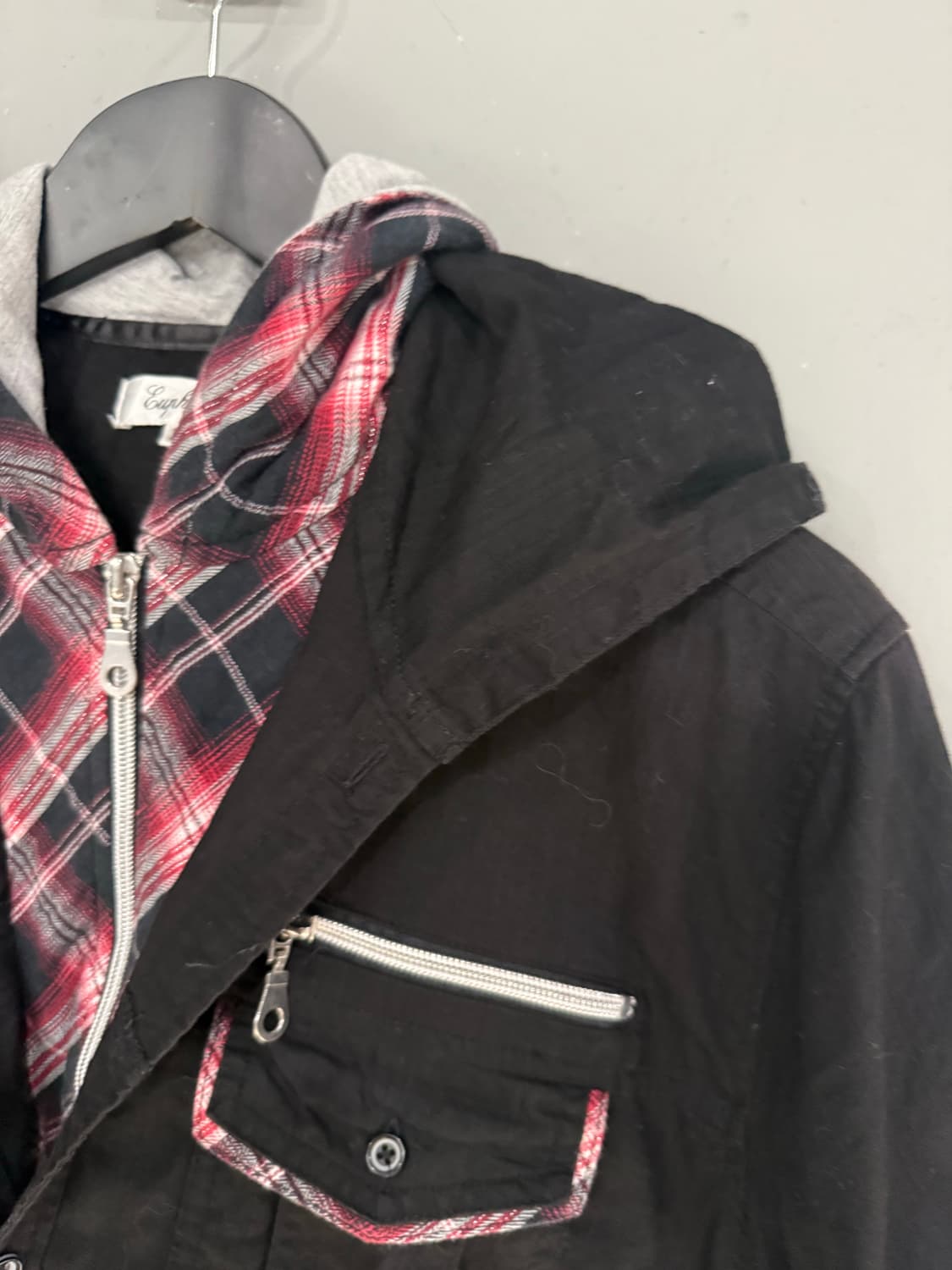 check hood layered detail shirt 상품이미지8