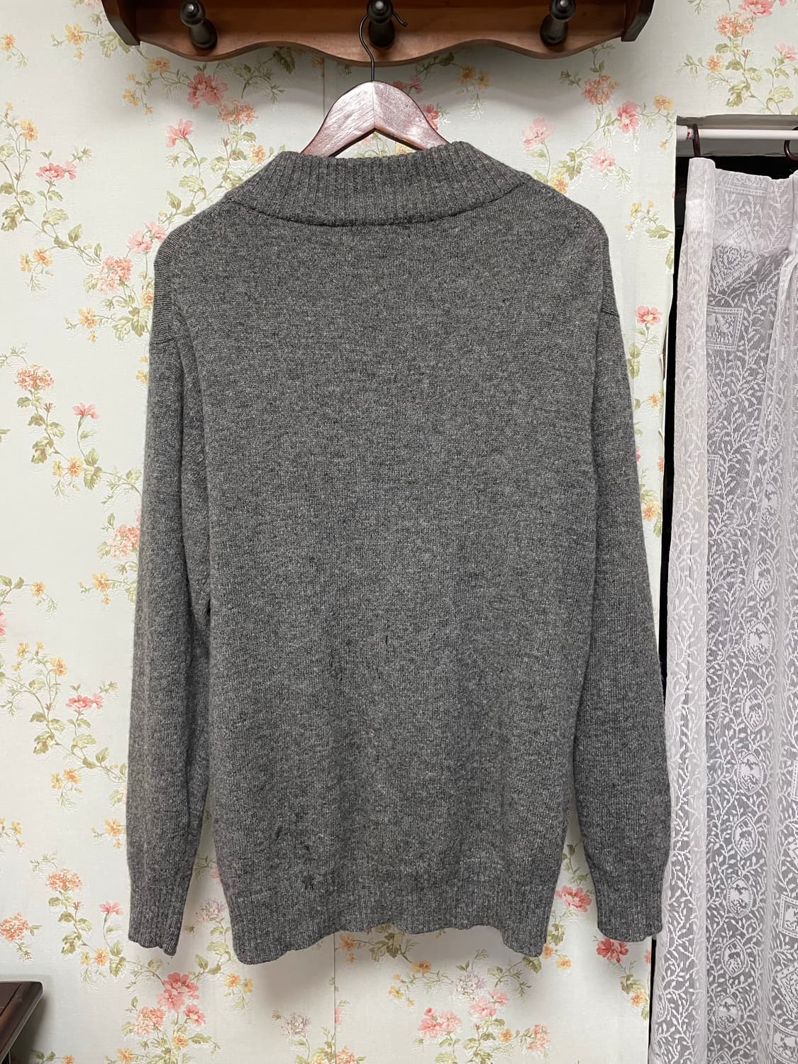 노르딕 패턴 그레이 니트 반집업 상품이미지2