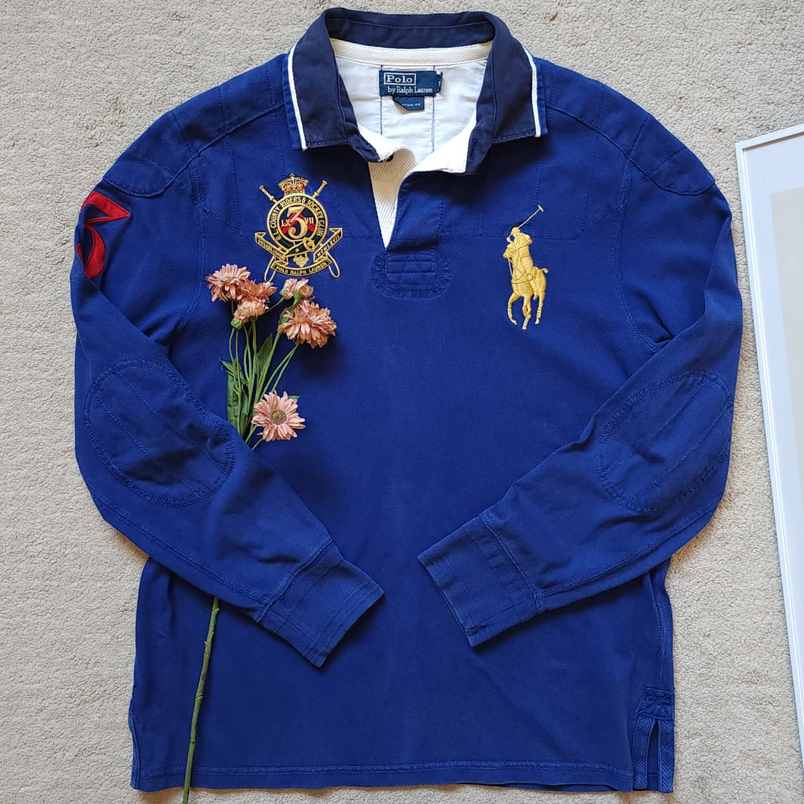 00년대 폴로 랄프로렌 블랙와치 디테일 엠브로이더리 바이커 럭비 셔츠XL 상품이미지1