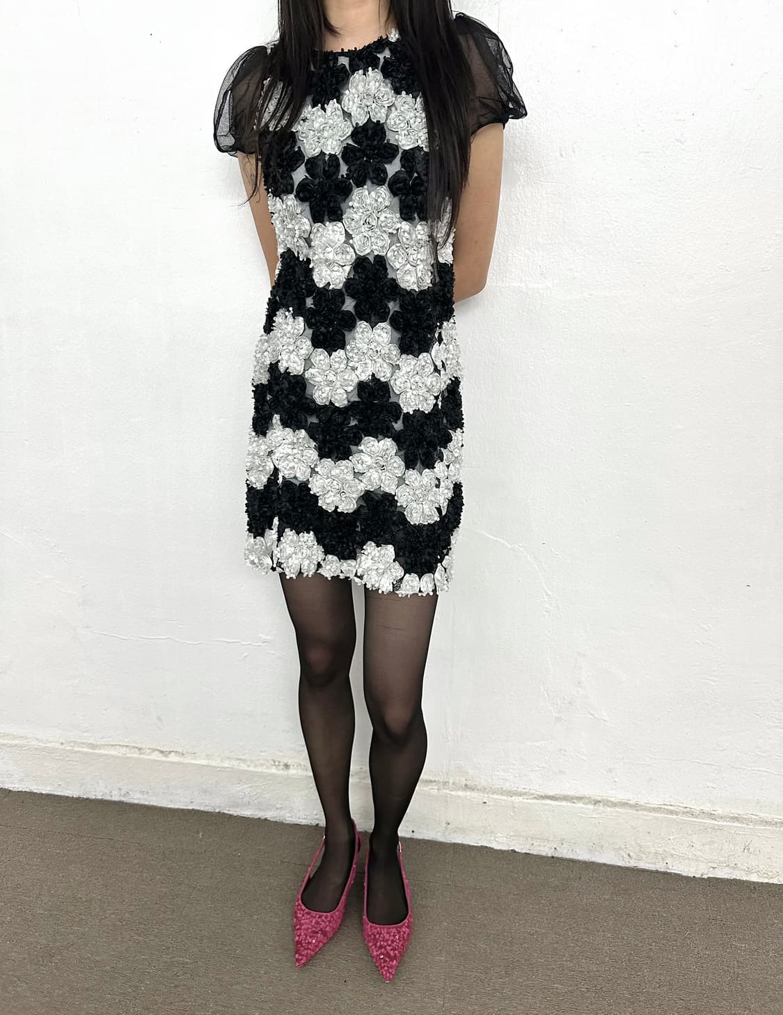 JILLSTUART Black & White Floral Dress 상품이미지2