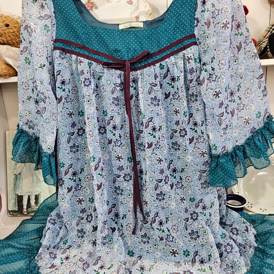 플라워 쉬폰 프릴 원피스 상품이미지4