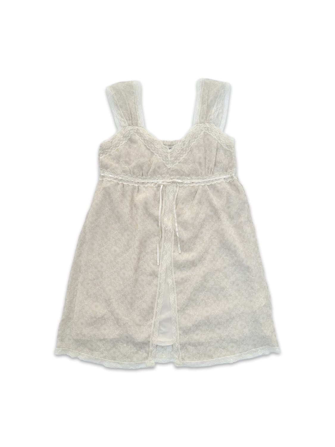 빈티지 아이보리 시스루 프릴 레이스 슬리브리스 상품이미지1