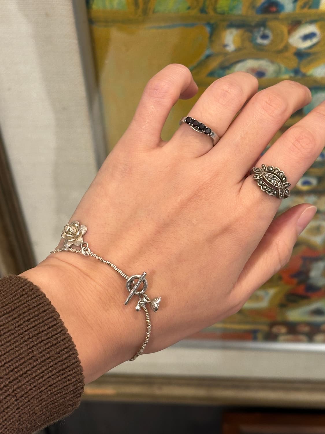 Musta karensilver+vintage charm bracelet 상품이미지5