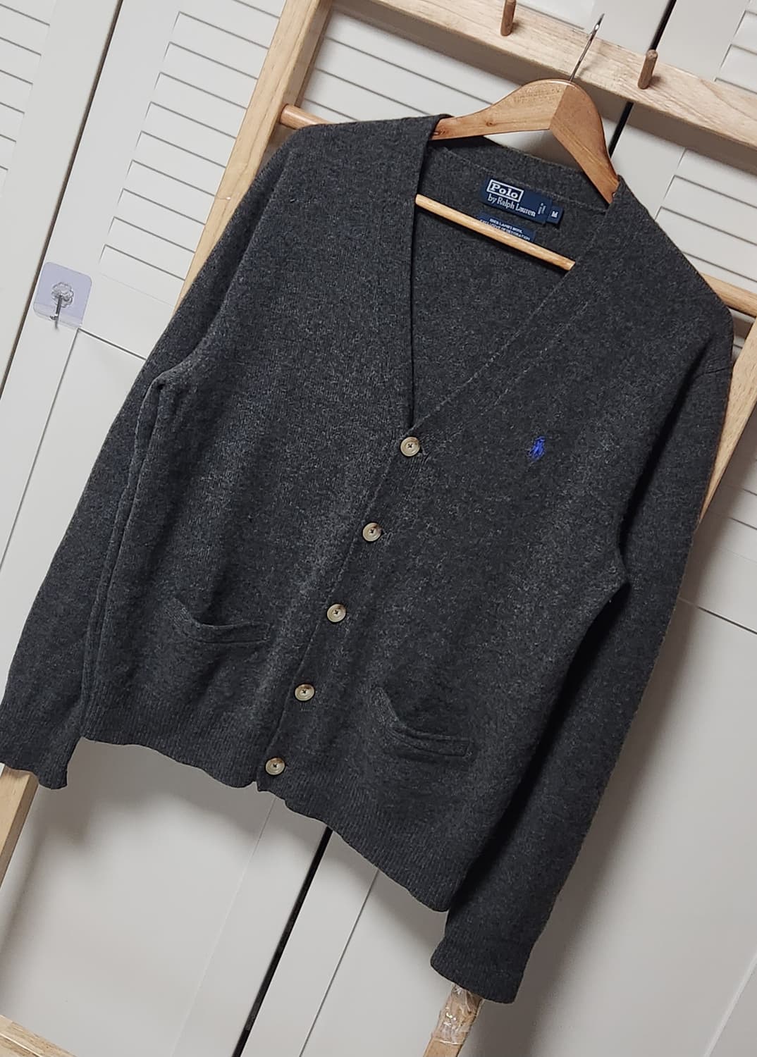 Polo 폴로 랄프로렌 로고 차콜 램스울 니트 가디건 상품이미지2
