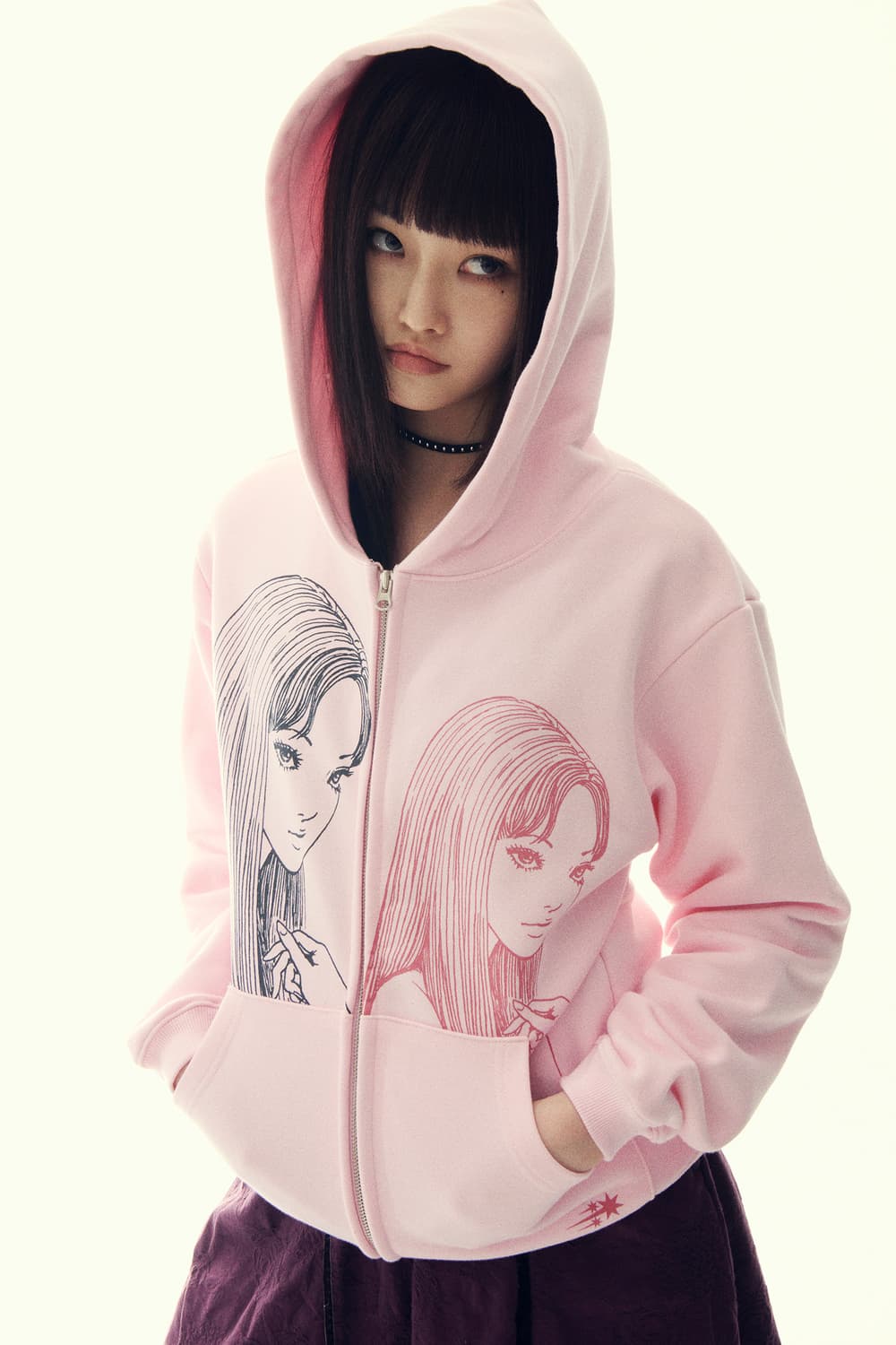 [S] 나이스고스트클럽 X 이토준지 매니악 토미에 후드집업 핑크 상품이미지1