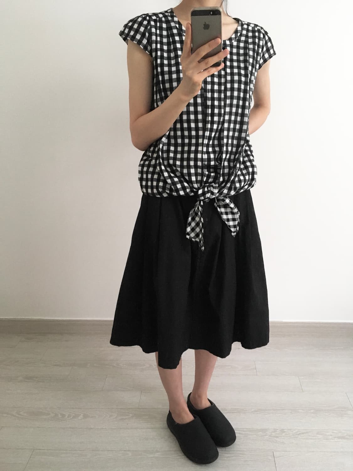 gingham check tie blouse 상품이미지2