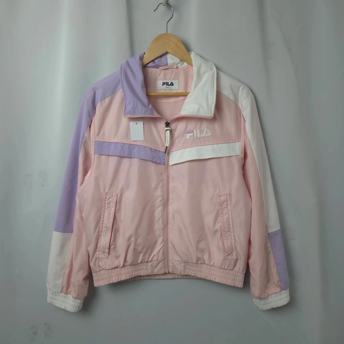 여S 휠라 헤리티지 배색 보라 핑크 바람막이 자켓 집업 상품이미지3