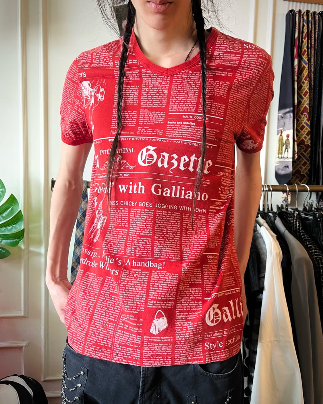 00s John Galliano Newspaper Pattern T 상품이미지2