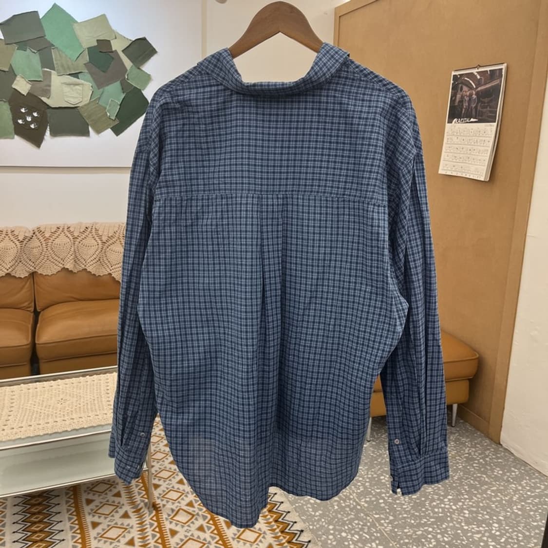 쿠어 빈티지 컨트리 레트로 딥블루 체크 셔츠 L C10663 상품이미지4