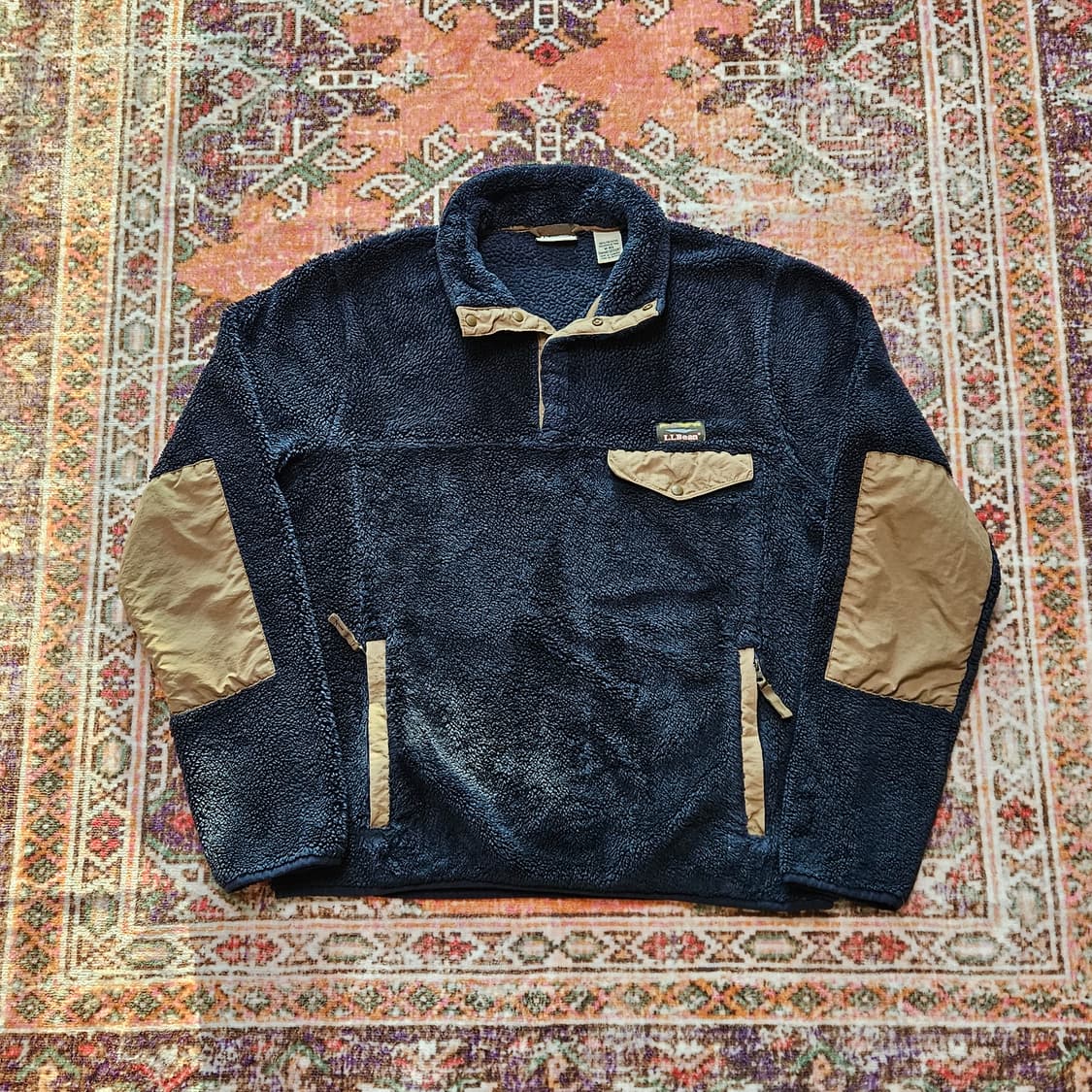 90s 엘엘빈 딥파일 신칠라 플리스 스냅티 상품이미지1