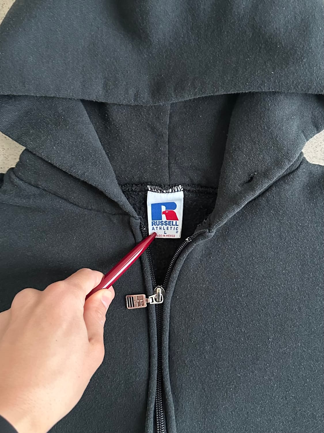 90s 빈티지 러셀 후드집업 블랙 L 상품이미지6