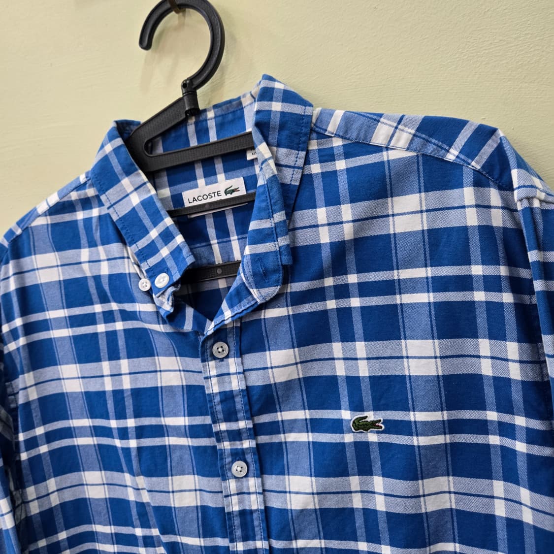 [100] 10’s LACOSTE 슬림핏 체크 셔츠 (블루) 상품이미지2