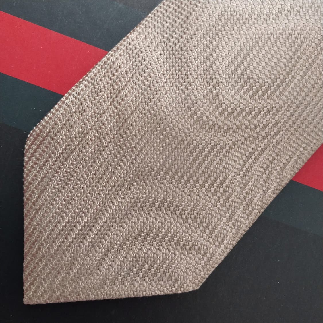 구찌 실크 진한 베이지 자카드 넥타이 8cm A+등급 K2552 상품이미지6