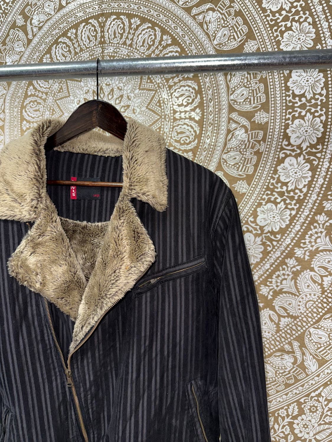 리바이스 골덴 스트라이프 사선지퍼 양털 쉐르파 자켓  상품이미지6