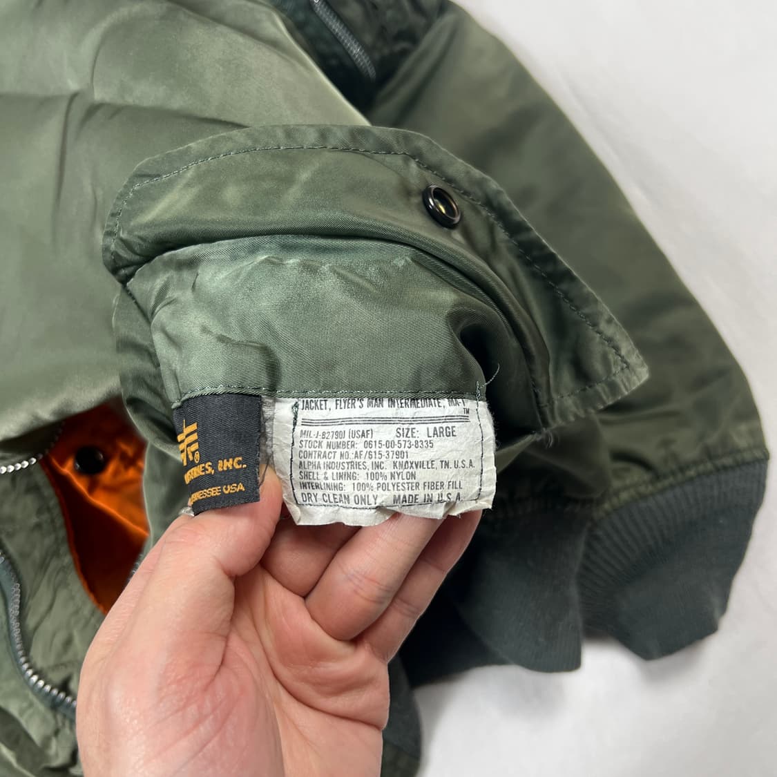 90‘s 알파인더스트리 alpha ma-1 마원 항공자켓 상품이미지9