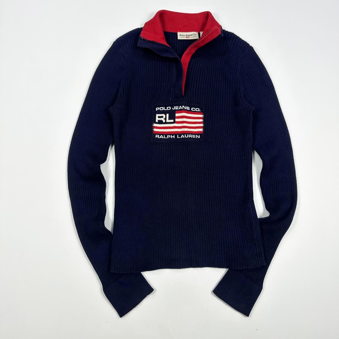 폴로진스 RL 성조기 네이비 반집업 니트 (S 여성추천) 상품이미지2