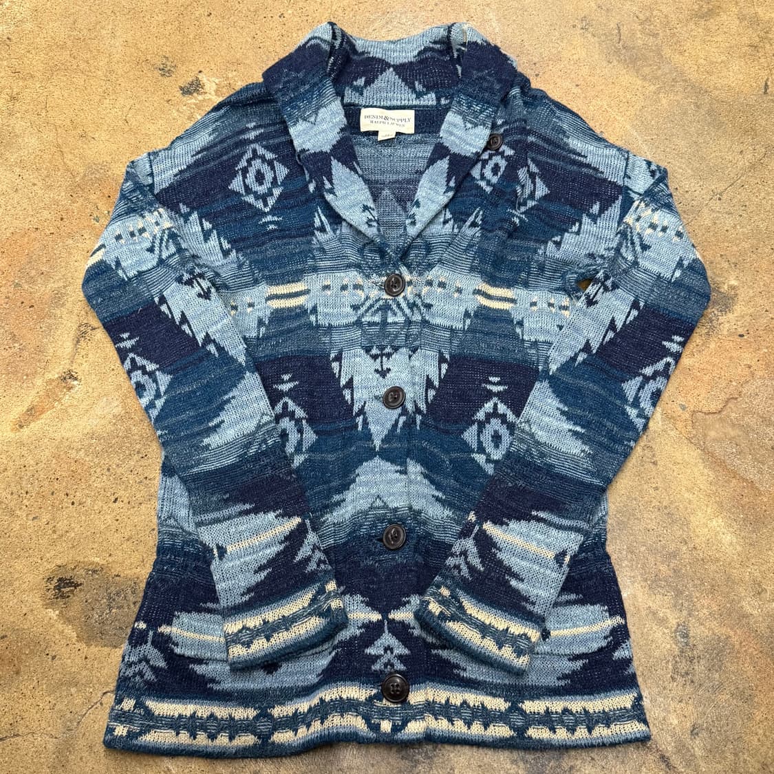 폴로 데님앤서플라이 모리 네이비 청 색 카라 니트 가디건  상품이미지2