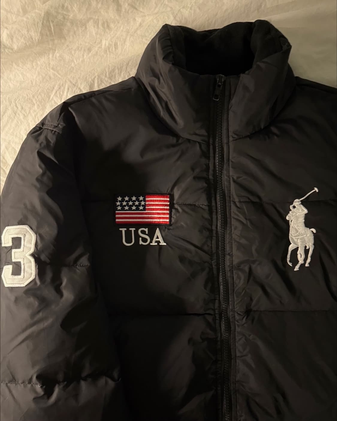 폴로 빅포니 성조기 패딩 블랙 상품이미지1