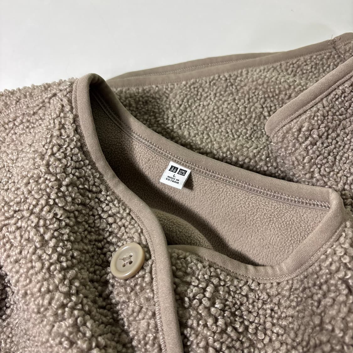 우먼M-L 유니클로 베이지 뽀글이 후리스자켓 상품이미지4