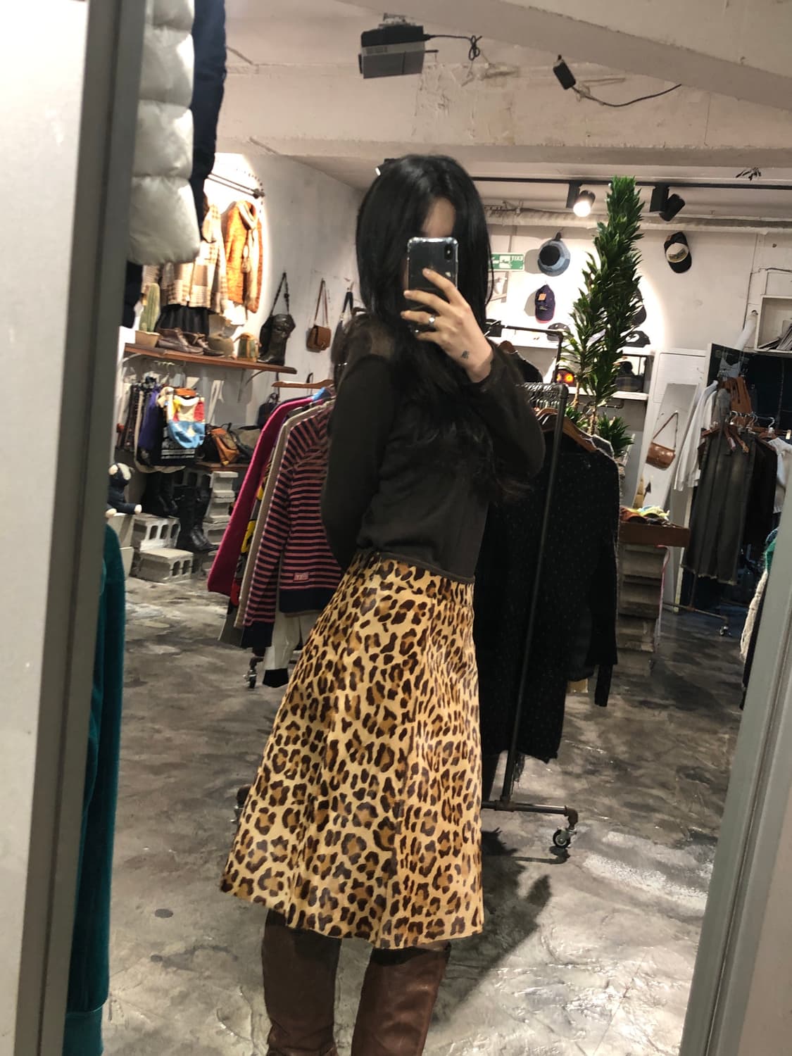 Prada brown leopard fur midi skirt 상품이미지2