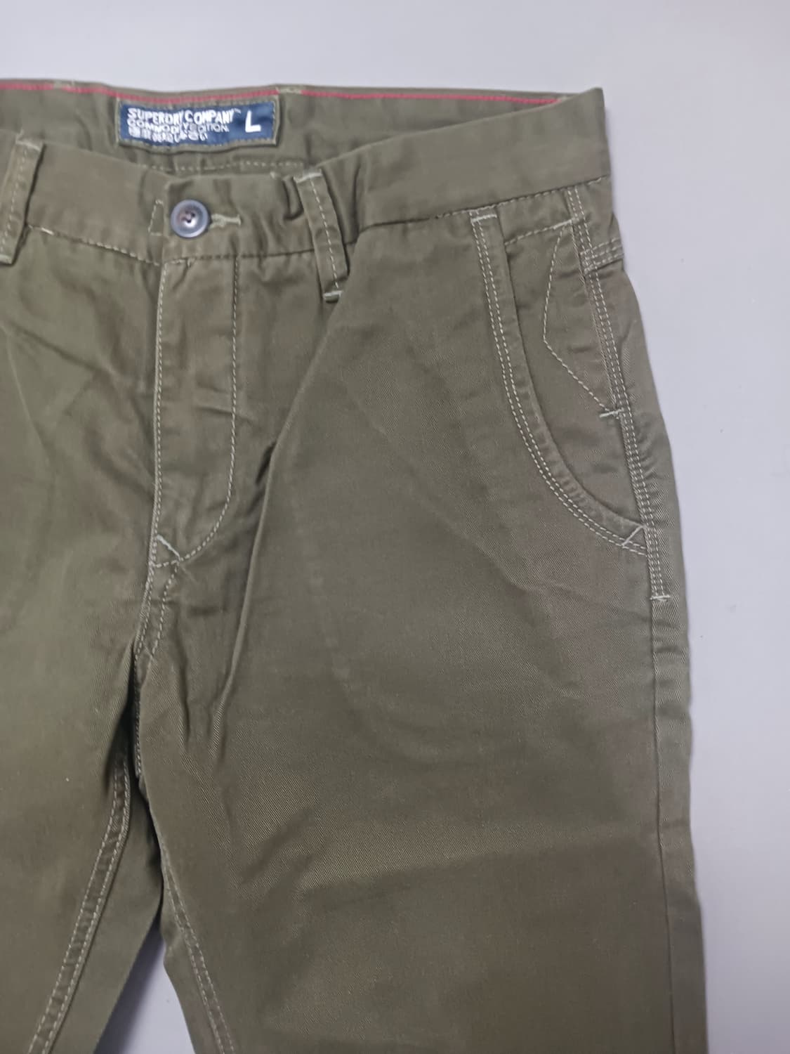 새제품 [31] 슈퍼드라이 슬림2핏 카키 치노 팬츠 상품이미지4