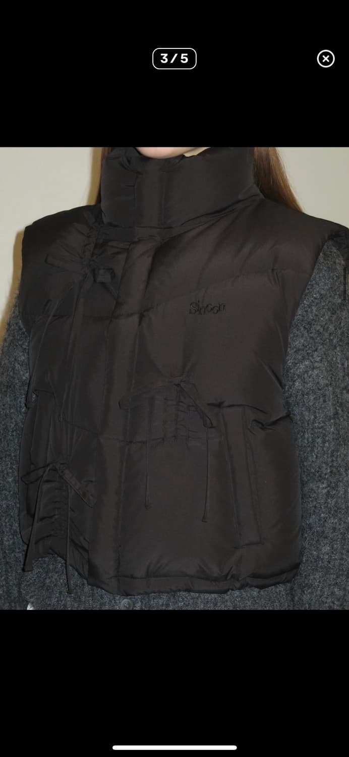 시눈 리본 조끼 패딩 Ribbon Detail Puffer Vest  상품이미지1