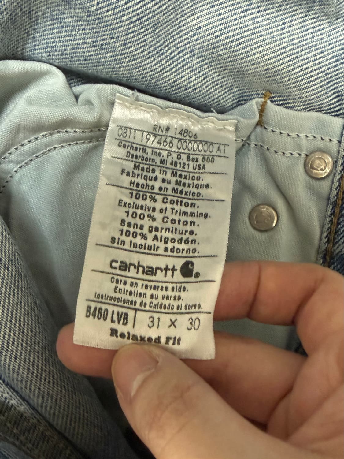 칼하트 릴렉스드 데님 팬츠 상품이미지4