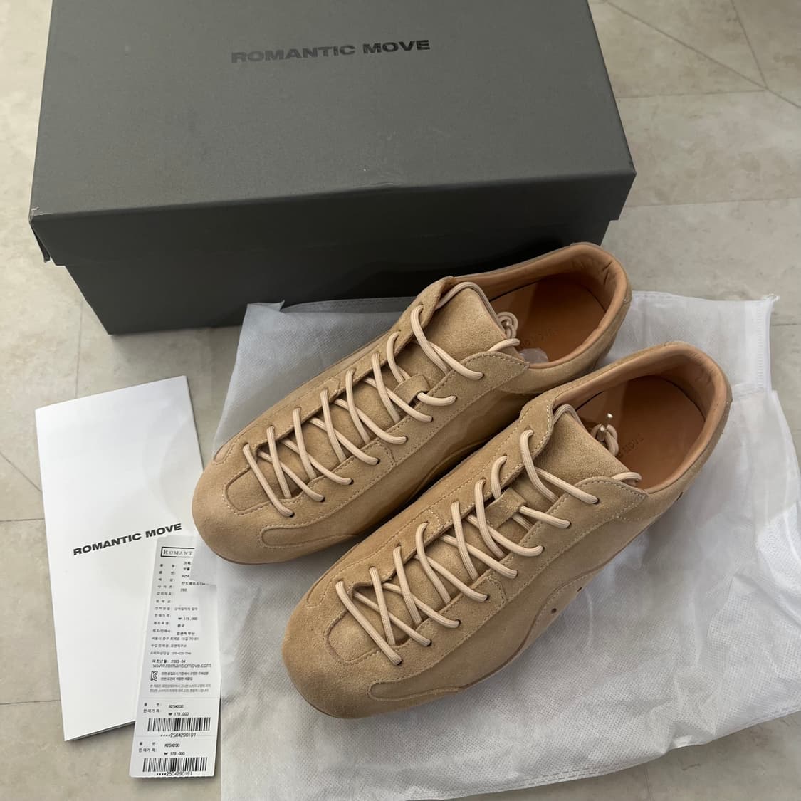 새상품(280)로맨틱무브 보울러 스니커즈 샌드베이지 스웨이드 상품이미지5