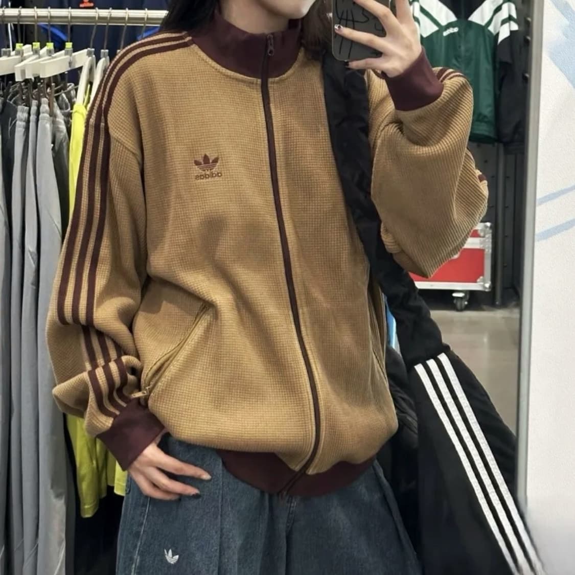 아디다스 파이어버드 브라운 버건디 데저트 니트 져지 집업 트랙탑 상품이미지4