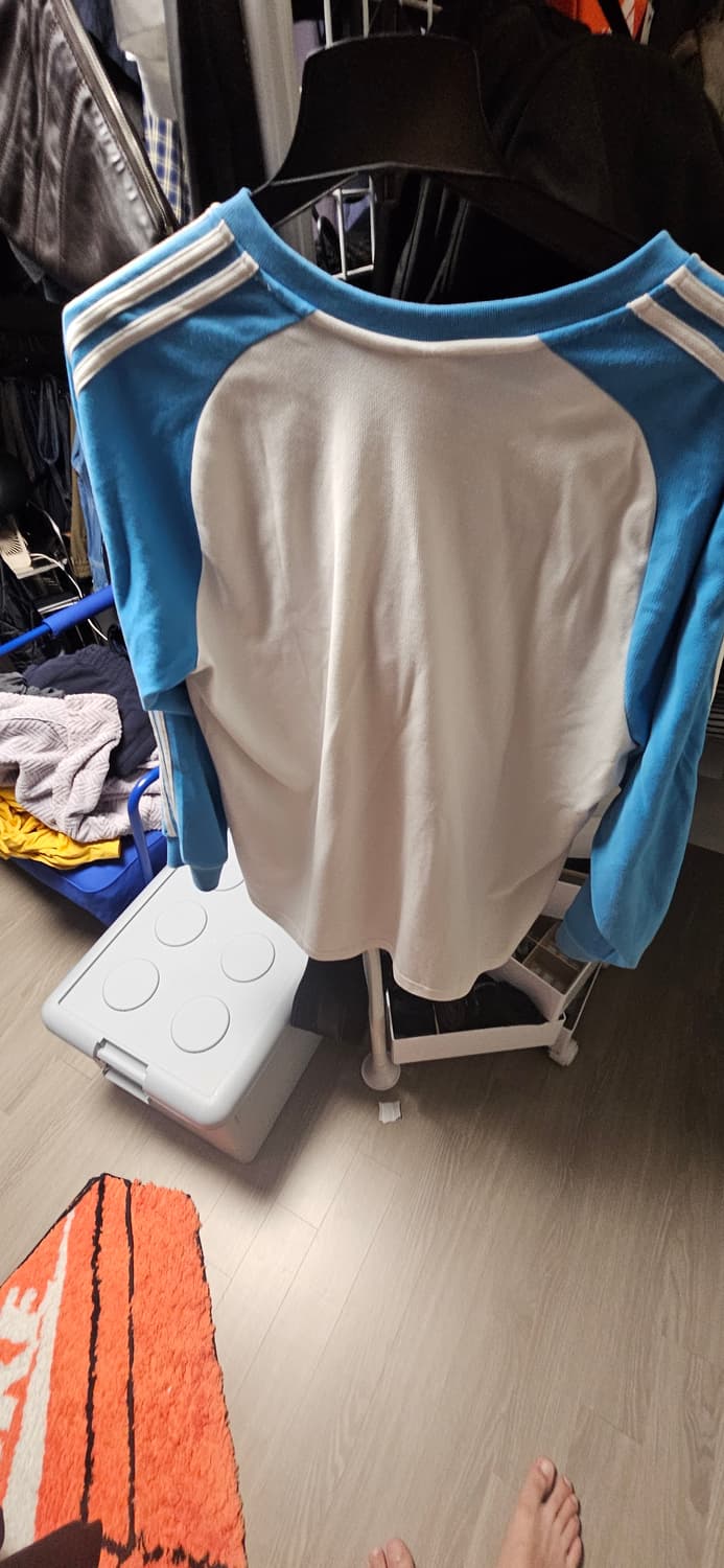 (2XL)아디다스 롱슬리브 저지 - 화이트:스카이블루 팝니다. 상품이미지4