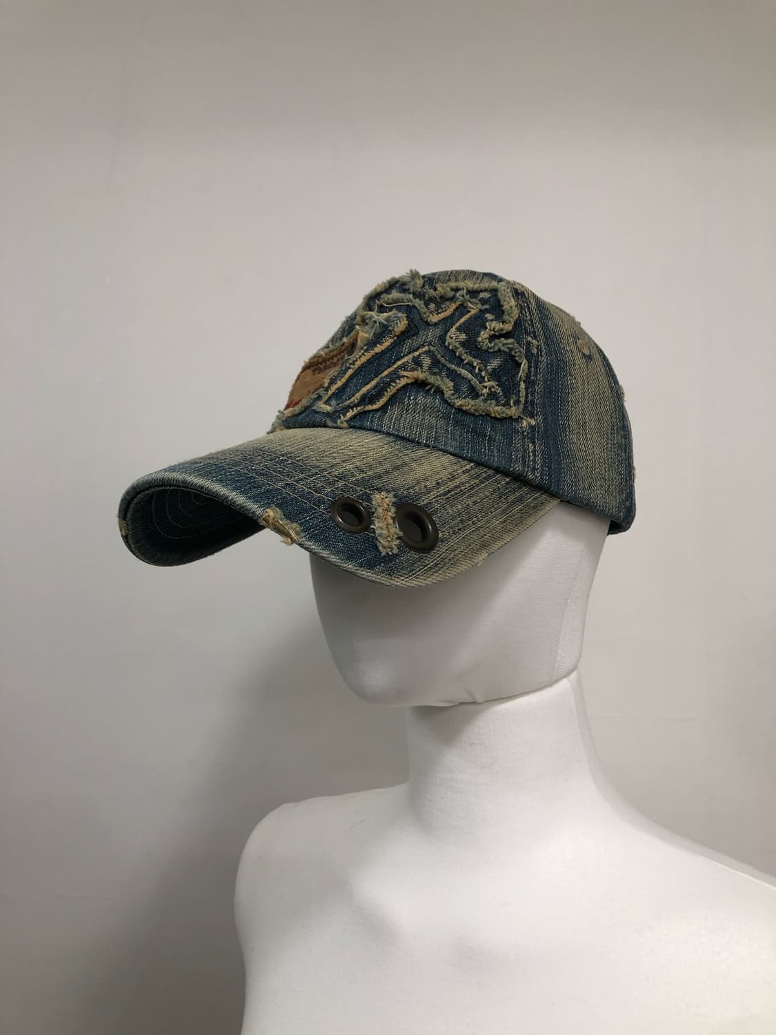 grunge denim cross patch ball cap 상품이미지2