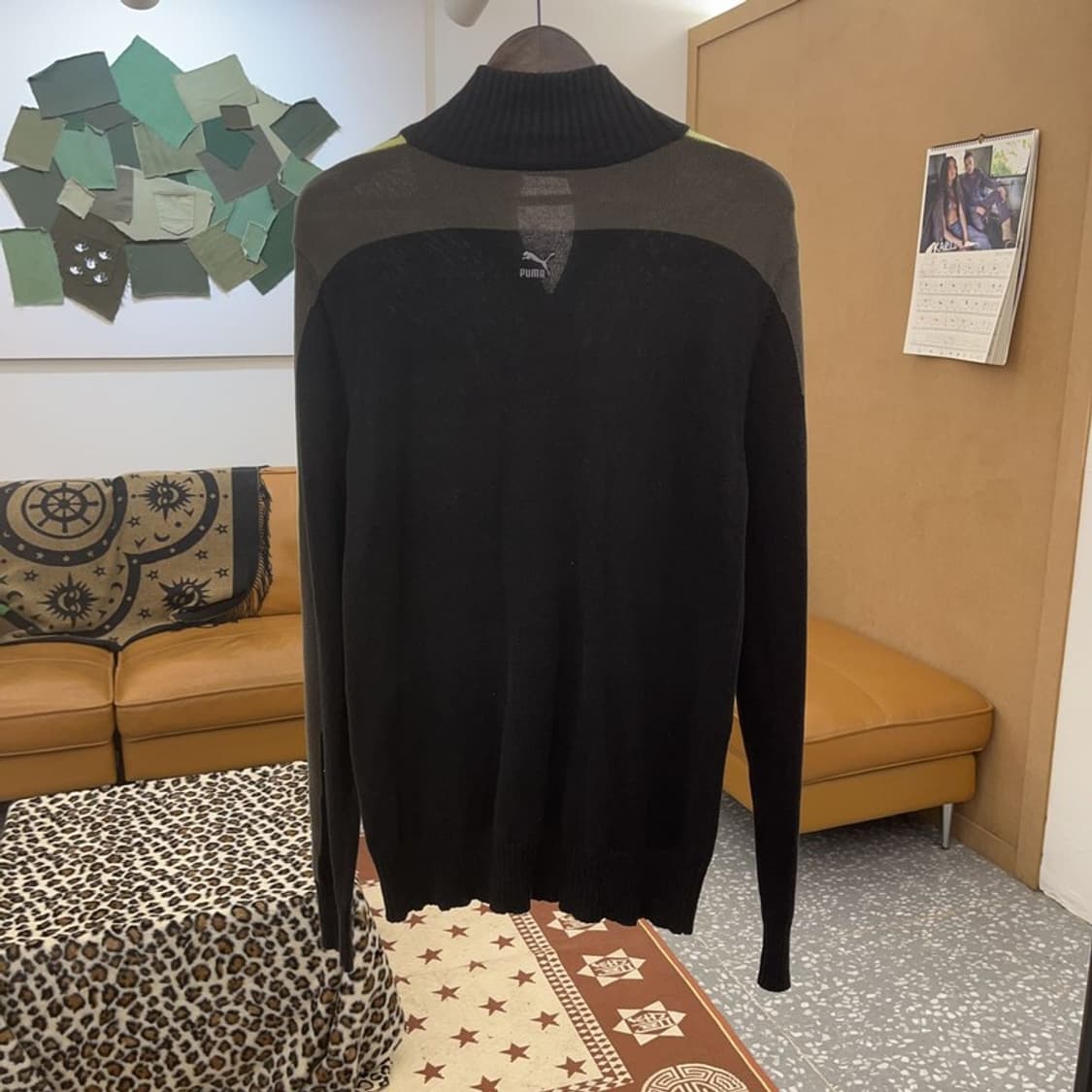 푸마 올드스쿨 레트로 배색 후드 집업 니트 가디건 L C09245 상품이미지4