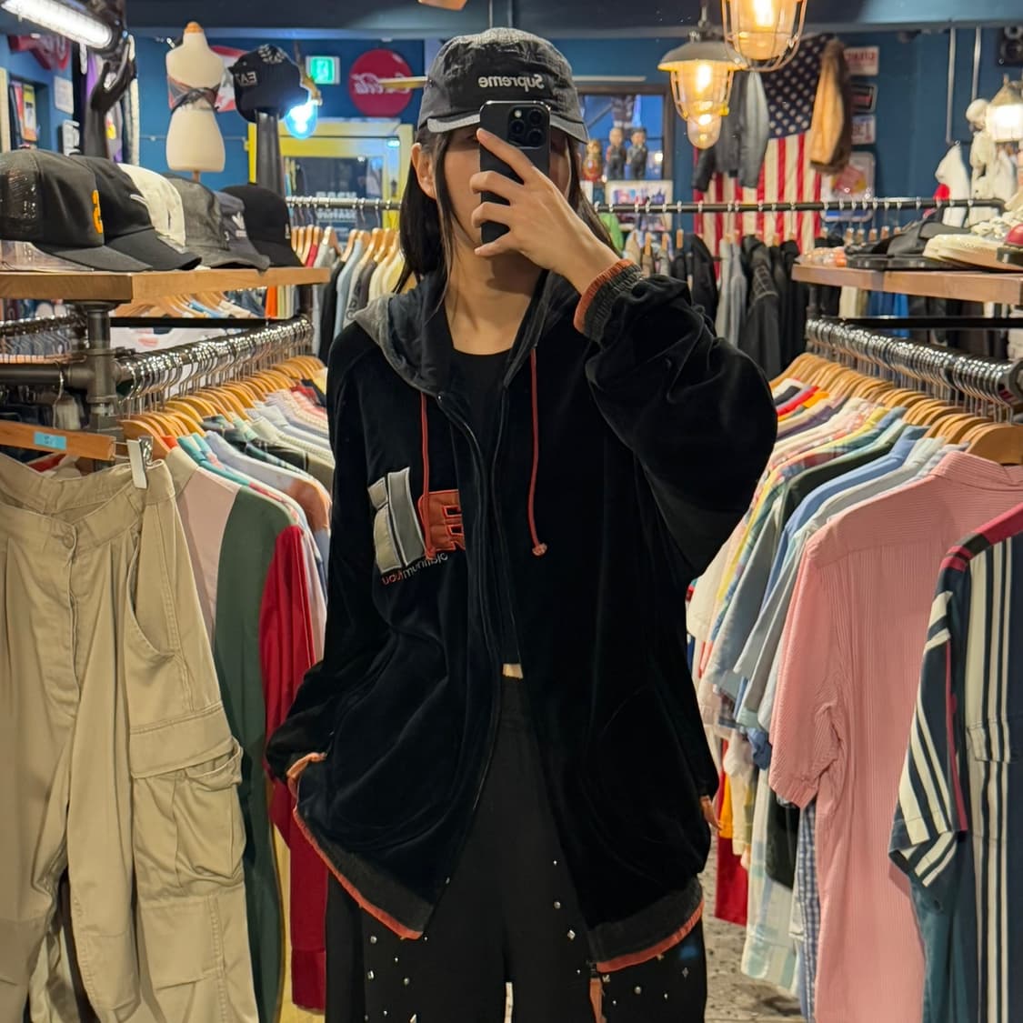 FUBU 푸부 스트링 자수 벨벳 져지 상품이미지1