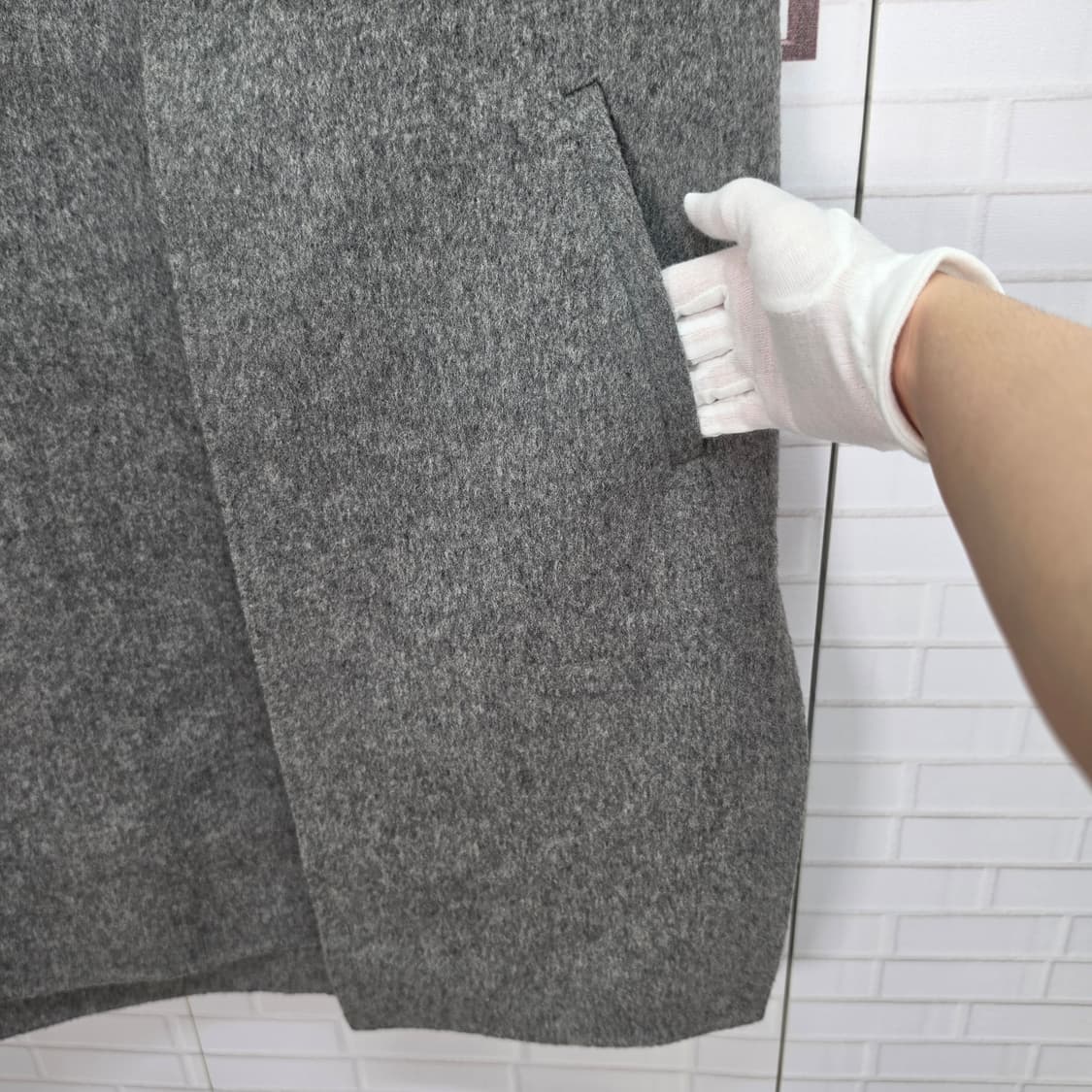 모조에스핀 핸드메이드 모90% 롱 조끼 베스트 55사이즈 새상품급 상품이미지4