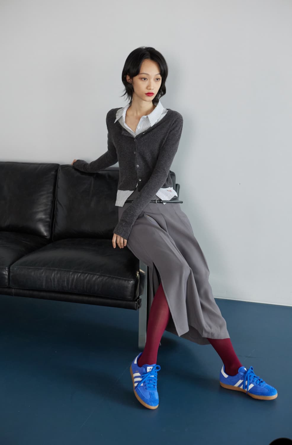 [미치코런던 코시노] SIDE SLIT PLEATS SKIRT GREY 상품이미지7