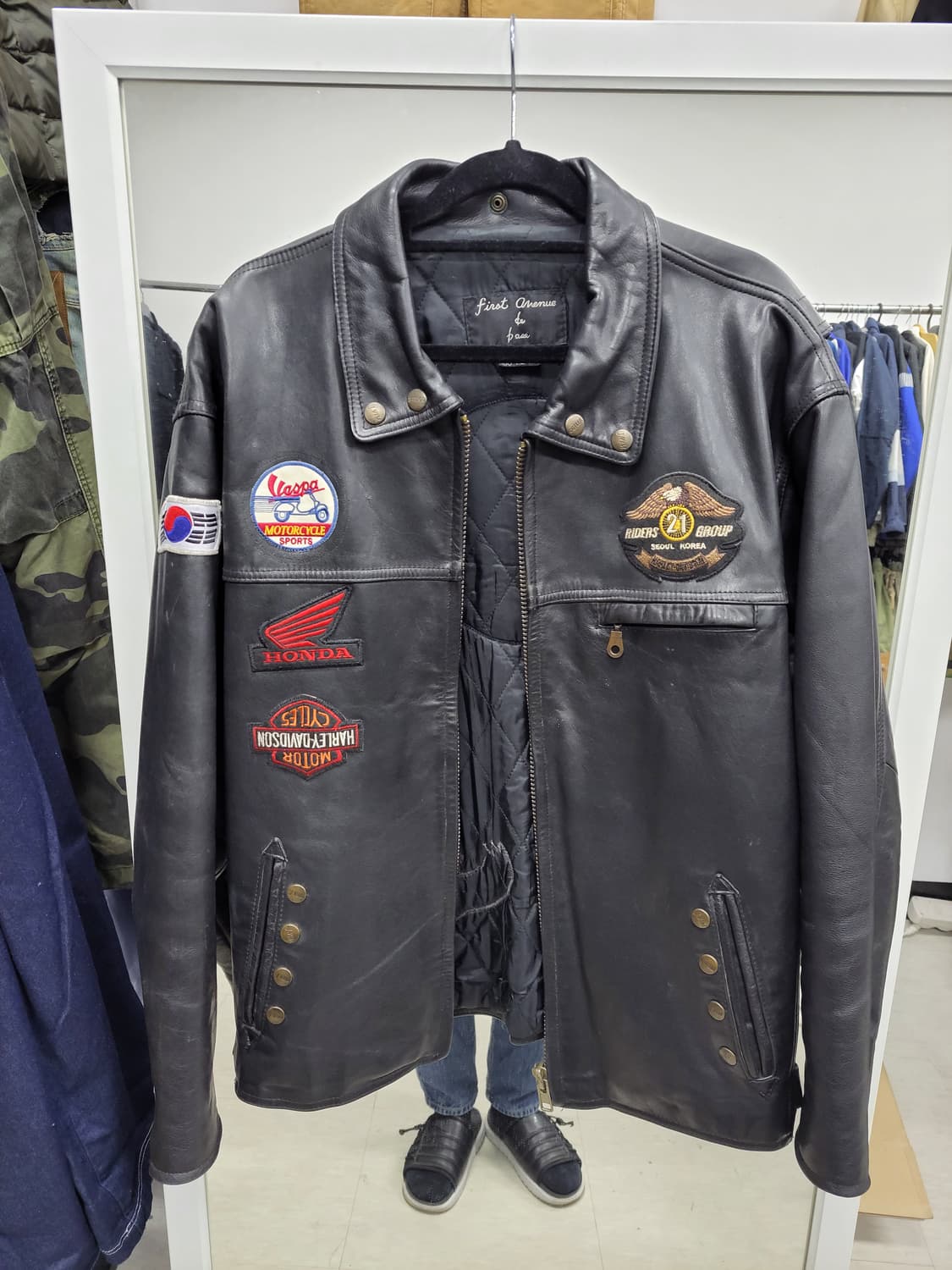 혼다 패치 리얼 소가죽 라이더 자켓 L 상품이미지1