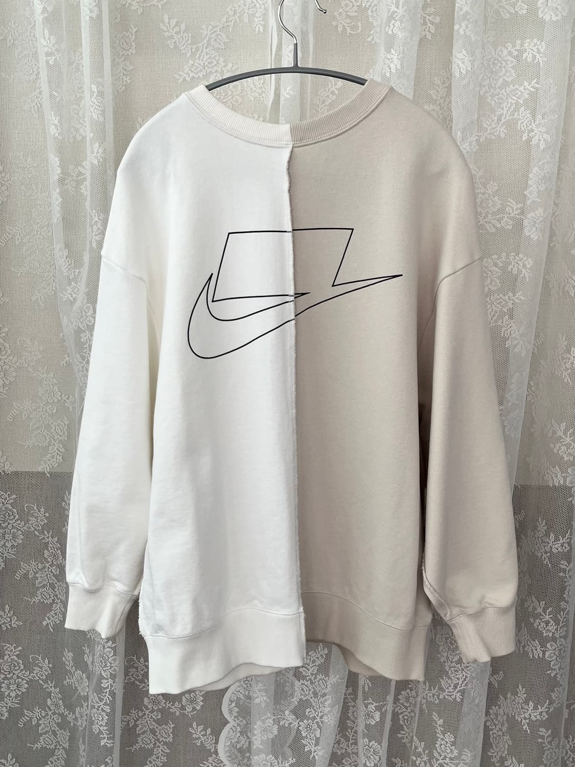 L) 나이키 스우시 반반 맨투맨 집업 NSW 플리스 크루탑 상품이미지1