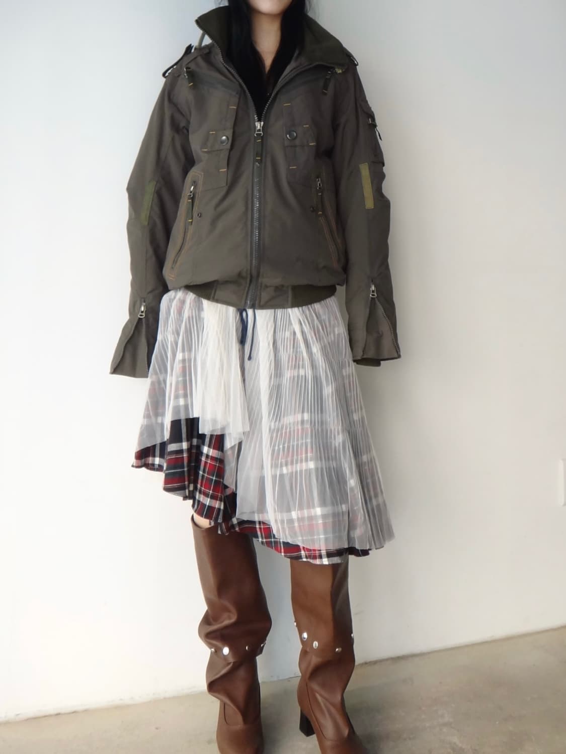 MA -1 flight high neck jacket / khaki 상품이미지7