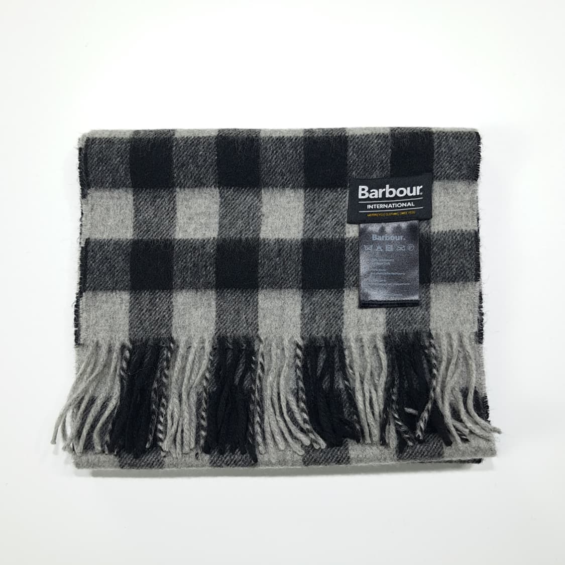 MX472 바버 램스울 인터내셔널 체크 그레이 머플러 목도리 상품이미지6