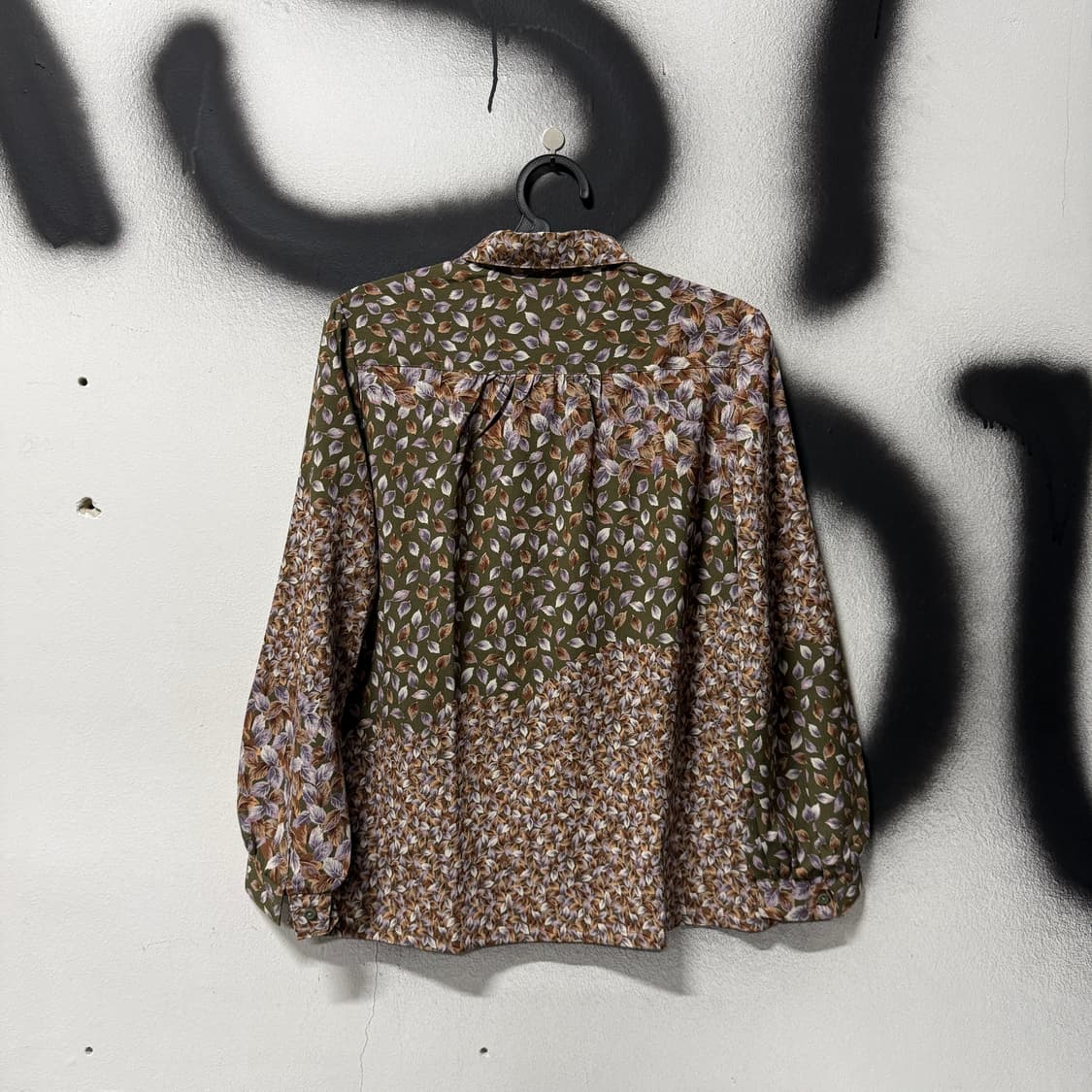 VTG 빈티지 플라워 리프 풀 패턴 크롭 블라우스 상품이미지2