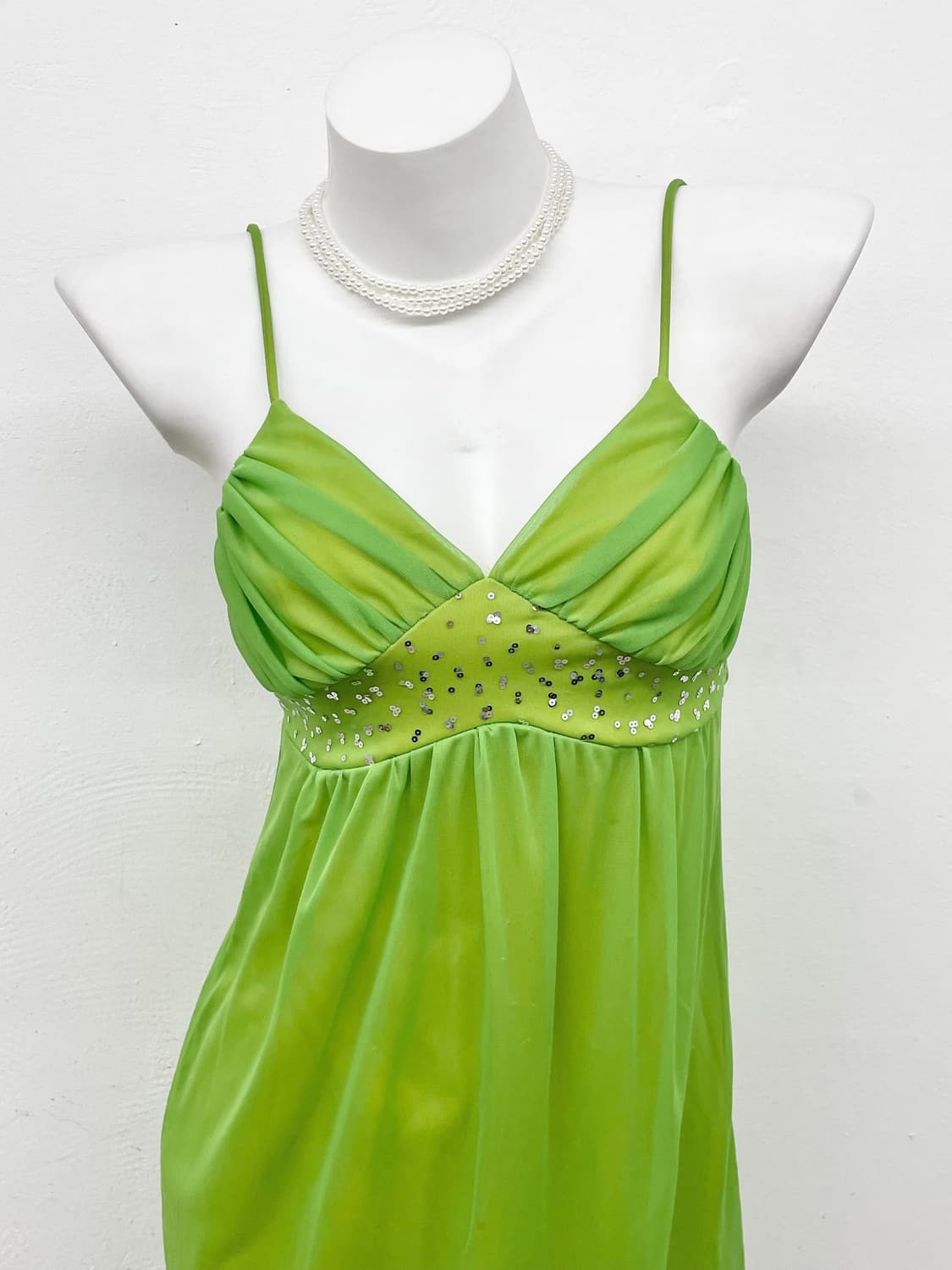 페어리 그린 메쉬 셔링 원피스 상품이미지2