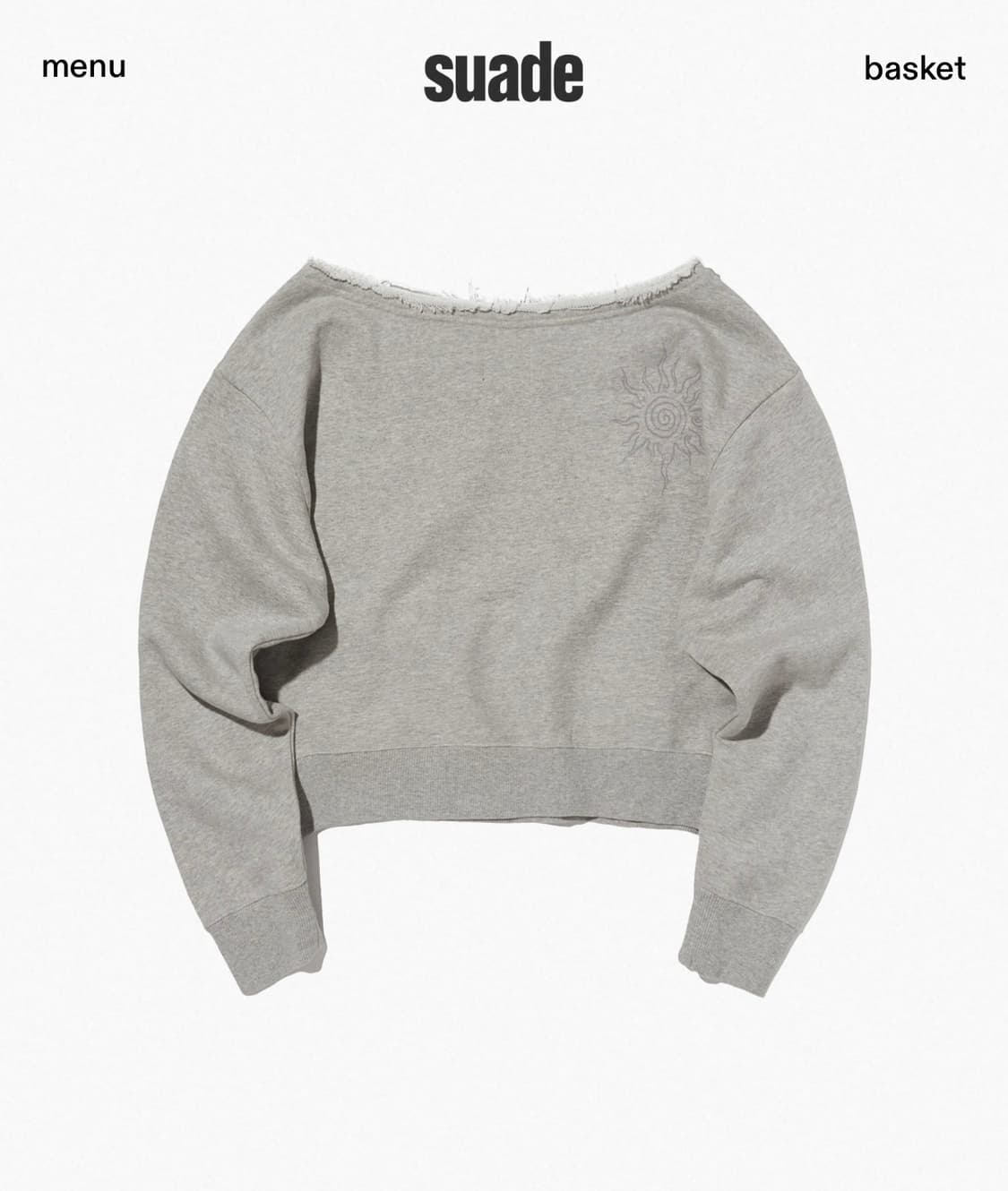 suade 스웨이드 원숄더 크롭 맨투맨 그레이 상품이미지2