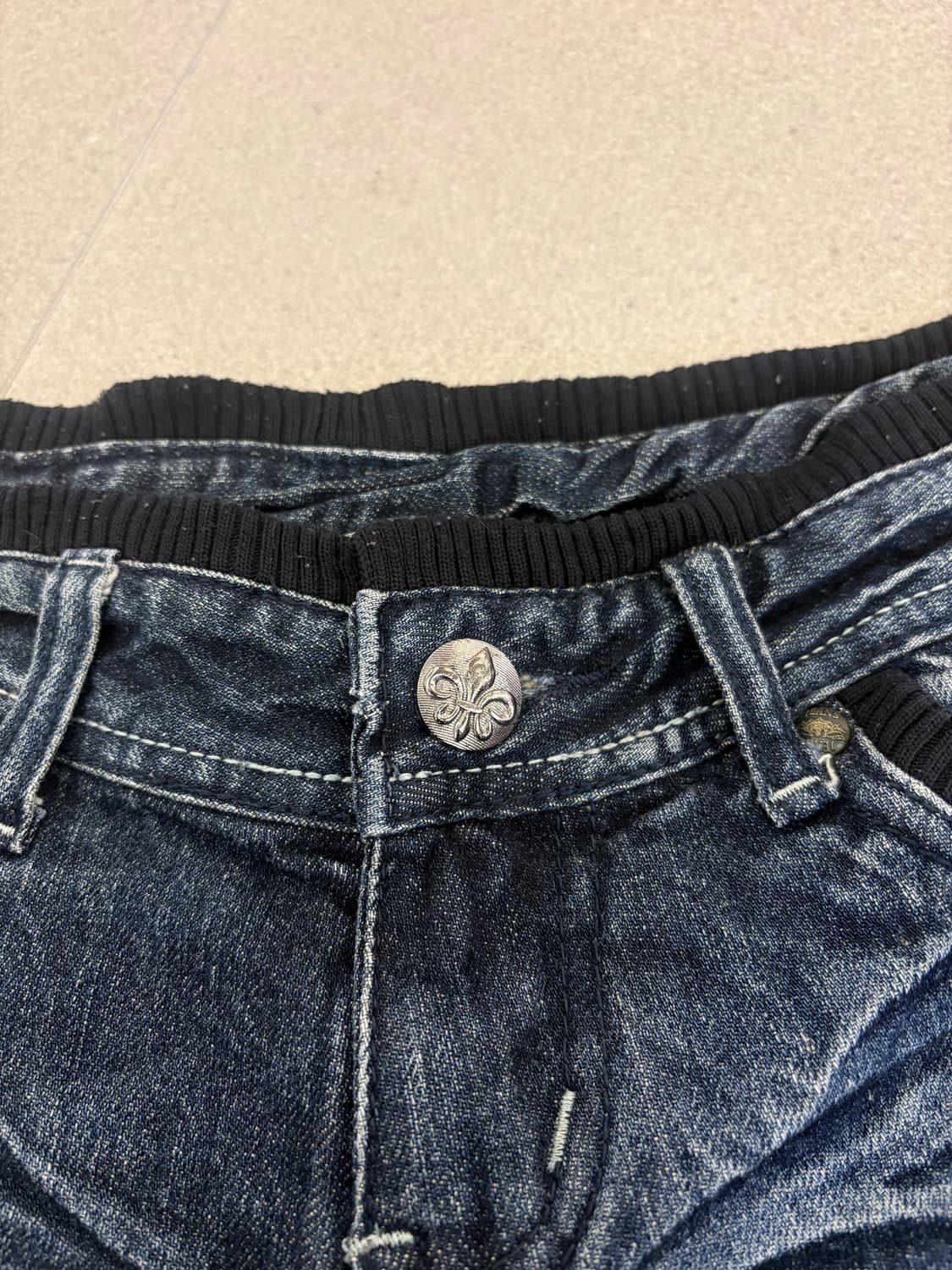 레오파드 지퍼 데님 퍼 숏팬츠 상품이미지4