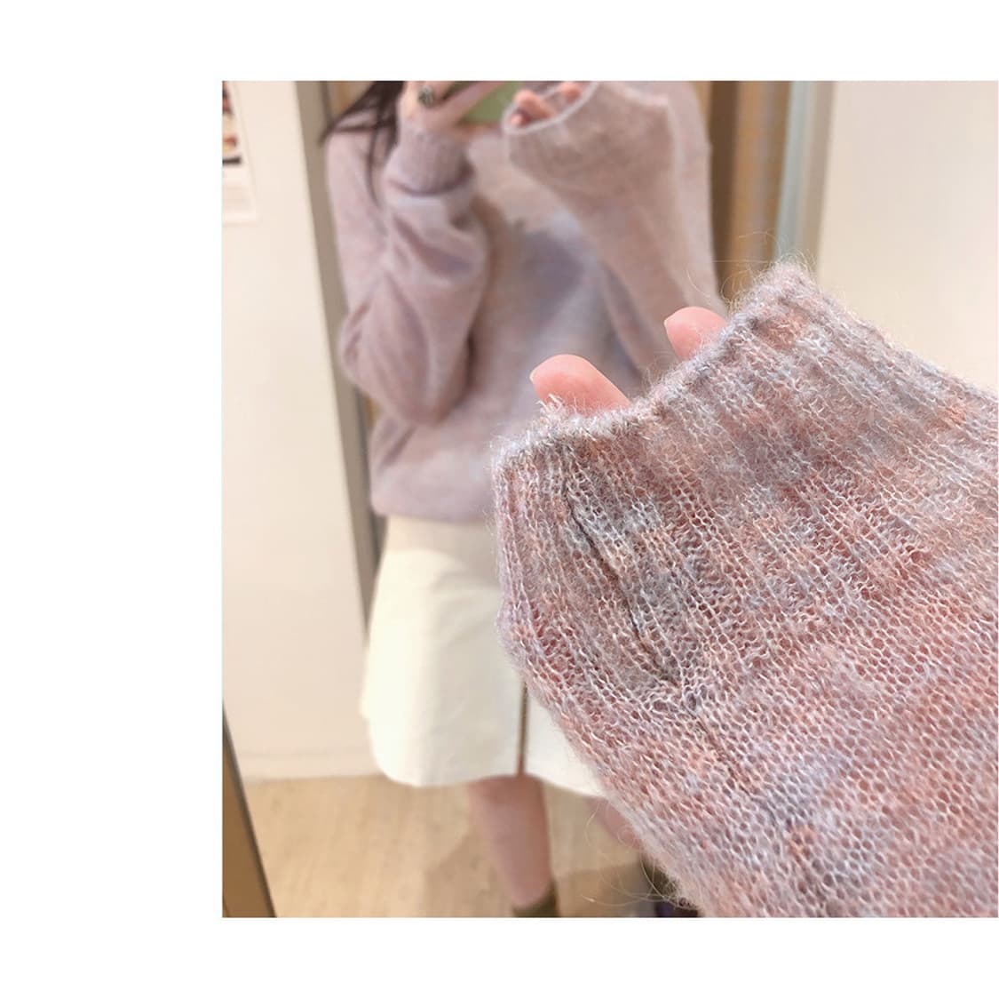 피치 보트넥 멜란지 모헤어 니 상품이미지5