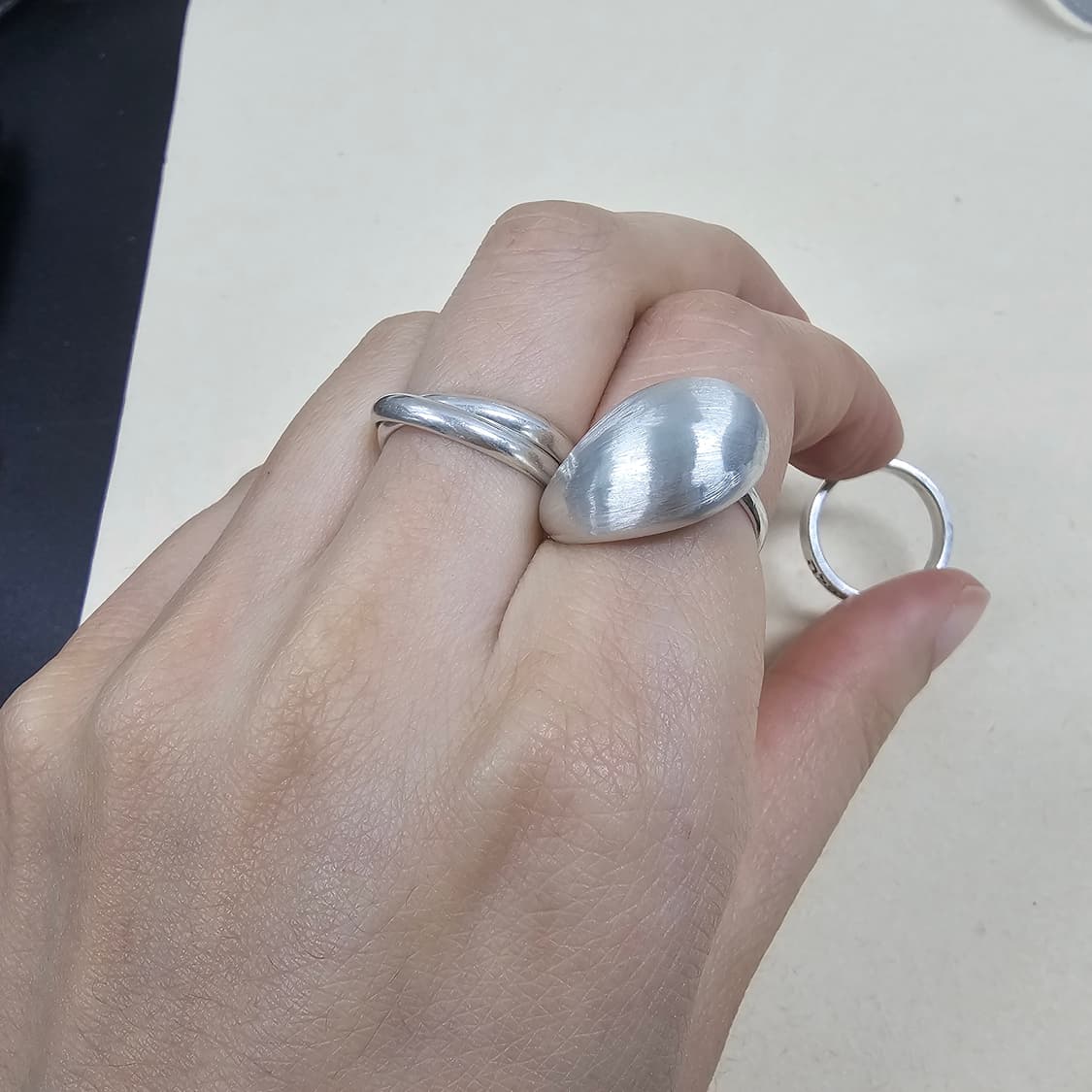 925silver 무광실버 오픈링 반지 상품이미지3