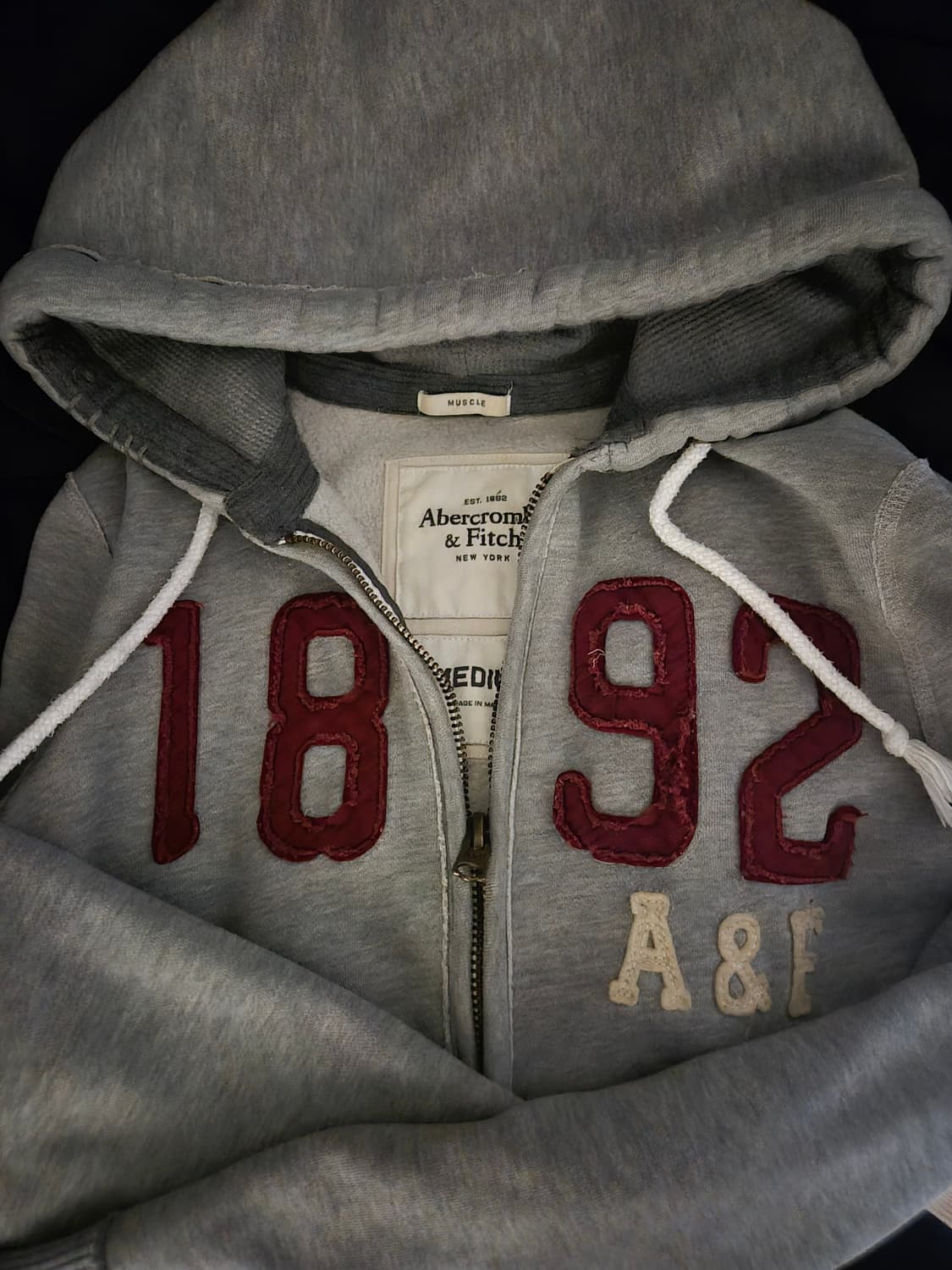 아베크롬비 1892 그레이 머슬핏 후드집업 M 상품이미지1