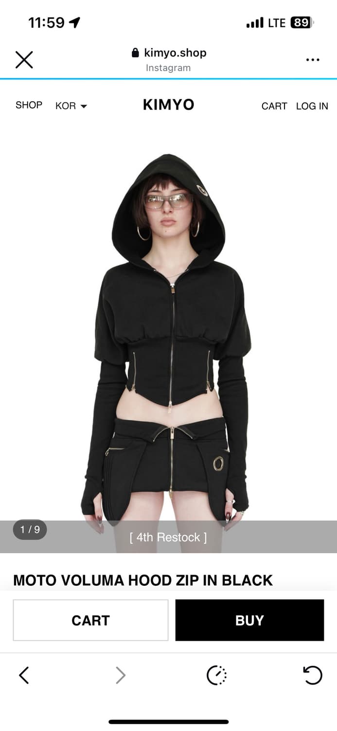 Kimyo 모토 볼류마 후드 집업 블랙 상품이미지1