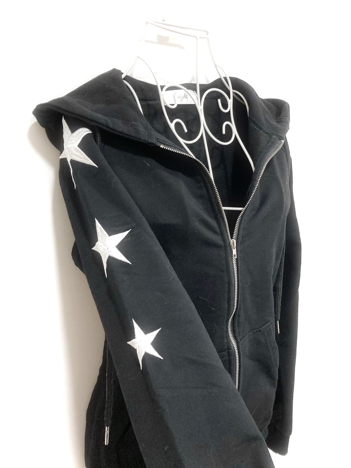 Star black hooded zip-up 상품이미지1