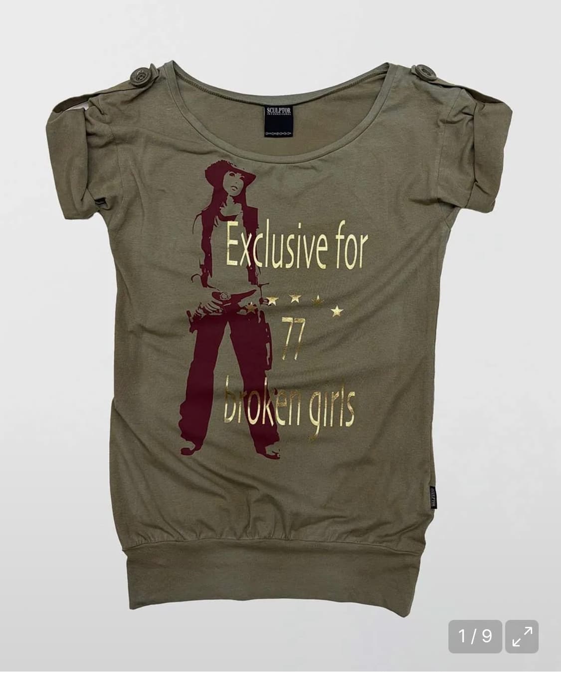 스컬프터 Broken Girls Roll Up Tee 롤업 티 카키 상품이미지2