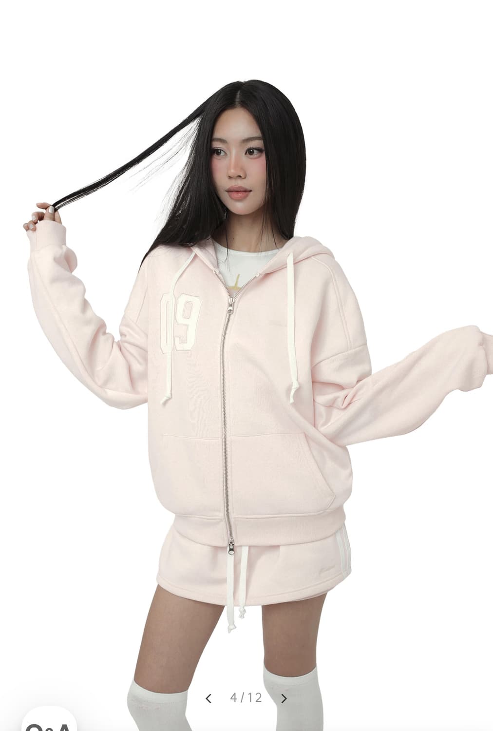 클리시어 09 넘버링 후드집업 핑크 상품이미지1